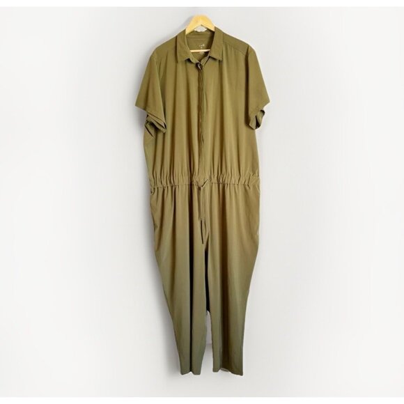 Girlfriend Collective Women’s Jumpsuit Size 5X Green Drawstring Grunge Chore - Picture 1 of 11